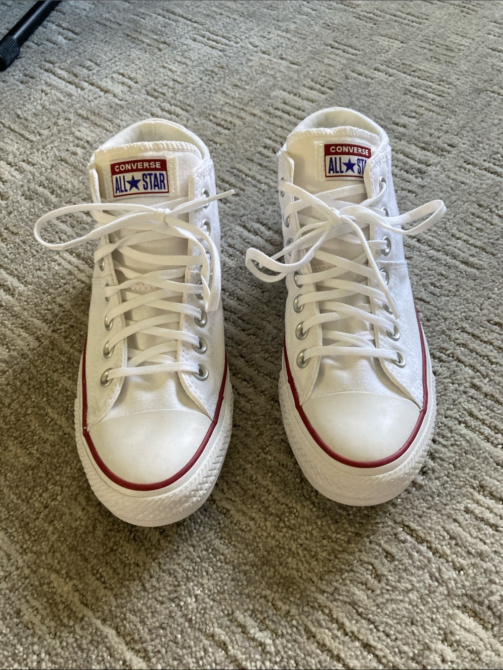 Converse Kids White High-Top Sneakers with Red Accent